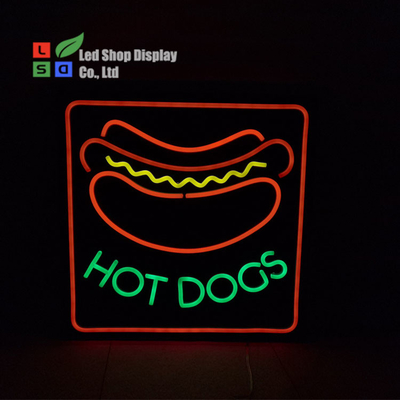 Hot Dog tùy chỉnh biển LED Neon với 12 màu để lựa chọn trong nhà DC 12V